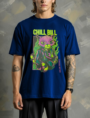 etsun Graphic Print Men Round Neck Blue T-Shirt