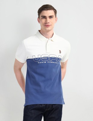 U.S. Polo Assn. Denim Co. Colorblock Men Polo Neck White T-Shirt