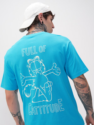 HIGHLANDER Printed Men Round Neck Blue T-Shirt