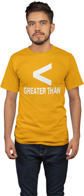 HopOffer Printed, Typography Men Round Neck Yellow T-Shirt