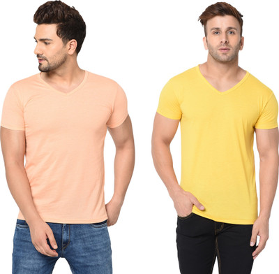 Adorbs Trend Solid Men V Neck White T-Shirt