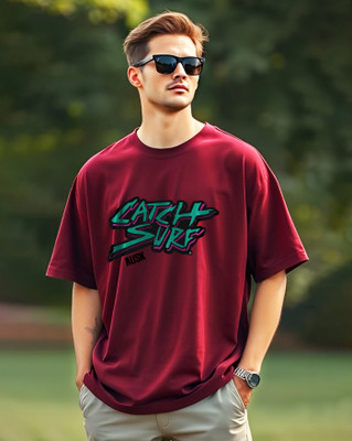 AUSK Printed Men Round Neck Maroon T-Shirt