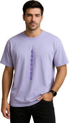 Gabroos Graphic Print Men Round Neck Purple T-Shirt