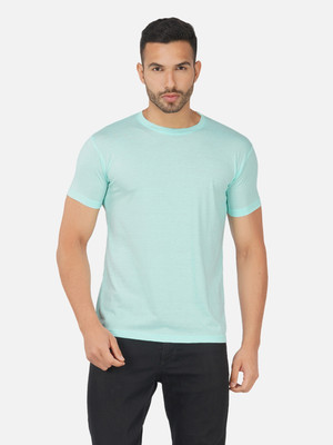 GLOBAL NOMAD Solid Men Round Neck Light Blue T-Shirt
