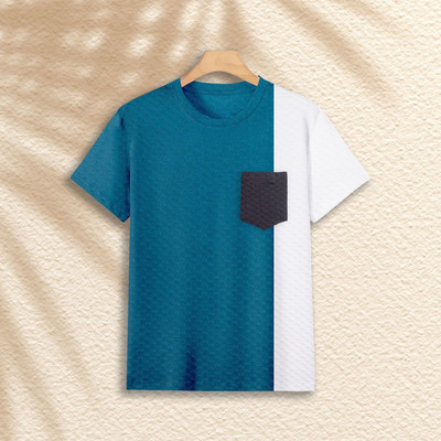TANNU FAB Self Design Men Boat Neck Blue T-Shirt