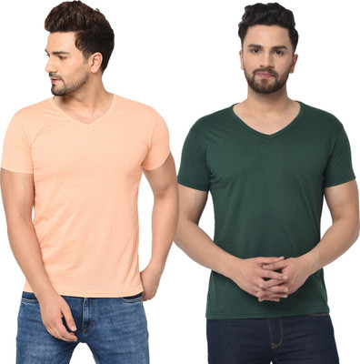 Tresna Fab Solid Men V Neck Multicolor T-Shirt