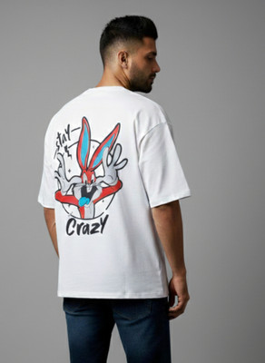 SAND PIPER Printed Men Round Neck White T-Shirt