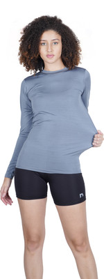 NINQ Solid Women Round Neck Grey T-Shirt