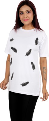 Oishee Sporty Women Round Neck White T-Shirt