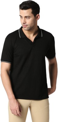 WEAR YOUR OPINION Solid Men Polo Neck Black T-Shirt