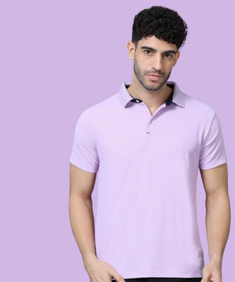 Republic Solid Men Polo Neck Purple T-Shirt