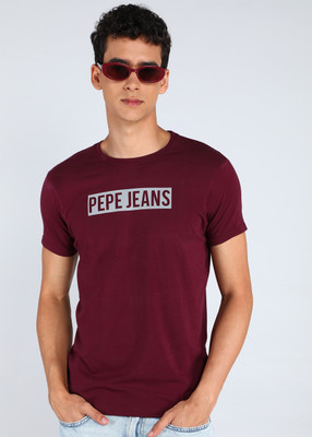Pepe Jeans Graphic Print Men Round Neck Red T-Shirt