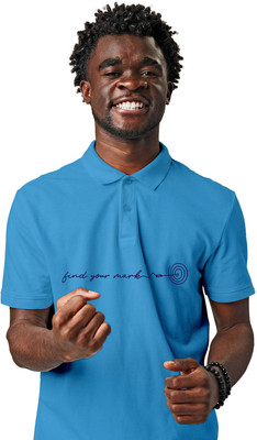 Fighterhero Printed Men Polo Neck Blue T-Shirt