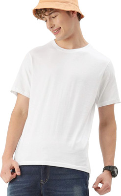 JUARI BE A GENTLEMAN Solid Men Round Neck White T-Shirt