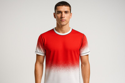 CAVRON Colorblock Men Round Neck Red, White T-Shirt