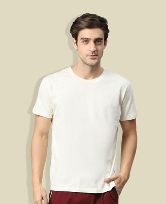 TT Solid Men Round Neck White T-Shirt
