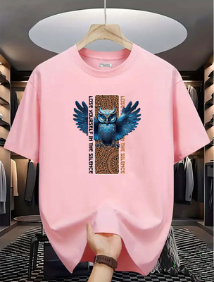 Magneto Printed Men Round Neck Pink T-Shirt