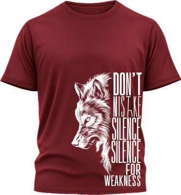 Jazira Graphic Print Men Round Neck Maroon T-Shirt