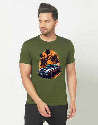 JP Creation Printed Men Round Neck Green T-Shirt