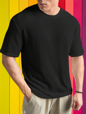 PersonaliTee Self Design Men Round Neck Black T-Shirt