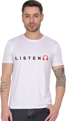 liox Typography Men Round Neck White T-Shirt