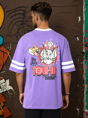 The Indian Garage Co. Printed Men Crew Neck Purple T-Shirt