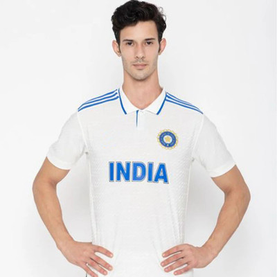 privic Printed Men Polo Neck White T-Shirt