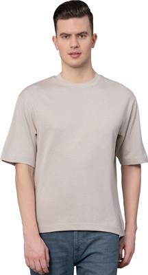 RED TAPE Solid Men Round Neck Grey T-Shirt