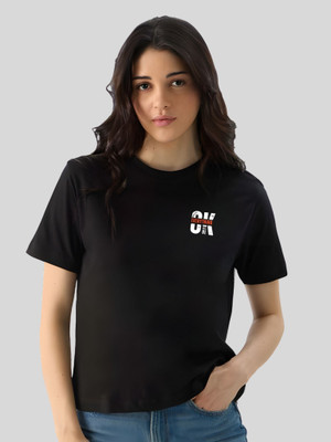 Moda Rapido Graphic Print Women Round Neck Black T-Shirt