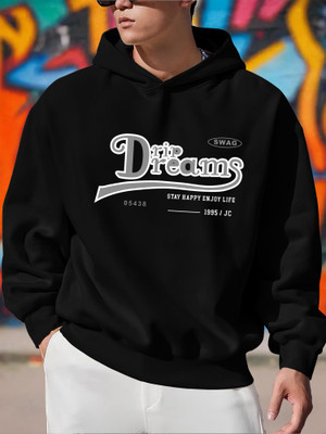 Jump Cuts Printed Men Hooded Neck Black T-Shirt