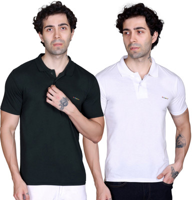 DZANT Solid Men Polo Neck Multicolor T-Shirt