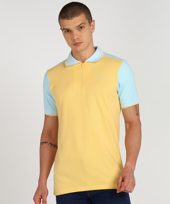 KILLER Colorblock Men Polo Neck Beige T-Shirt