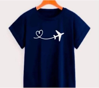 SAHAL Printed Women Round Neck Blue T-Shirt