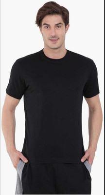 ON TREND Solid Men Crew Neck Black T-Shirt