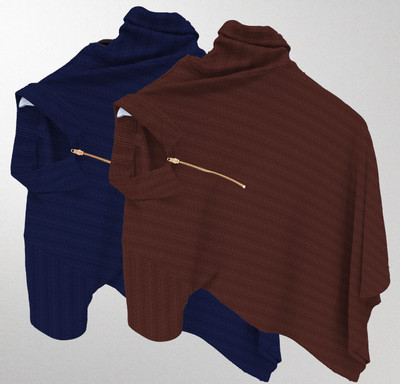 KAJARU Striped Men Zip Neck Blue, Brown T-Shirt