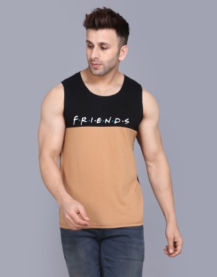 SLOWLORIS Printed Men Round Neck Black, Brown T-Shirt