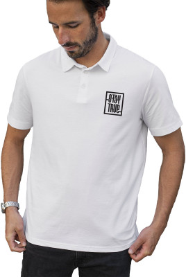 Fighterhero Printed Men Polo Neck White T-Shirt