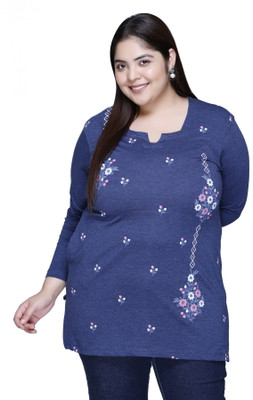 IN Love Printed Women Round Neck Blue T-Shirt