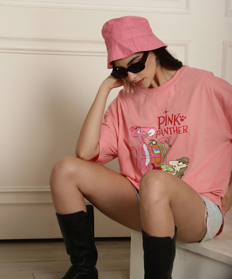 METRONAUT Typography, Printed Women Round Neck Pink T-Shirt