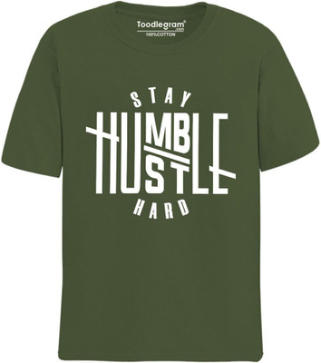 Toodlplus Typography Men Round Neck Dark Green T-Shirt
