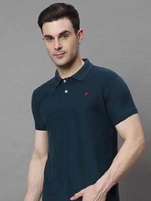 RARHANPREMIUM Solid Men Polo Neck Blue T-Shirt