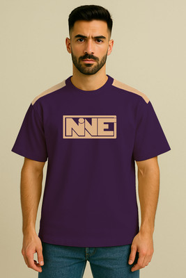 Culish Trend Printed Men Round Neck Purple T-Shirt