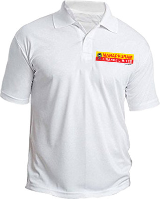 PrintHolic Printed Men Polo Neck White T-Shirt