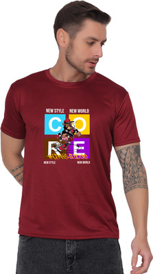 ARTIYAN Graphic Print Men Round Neck Maroon T-Shirt
