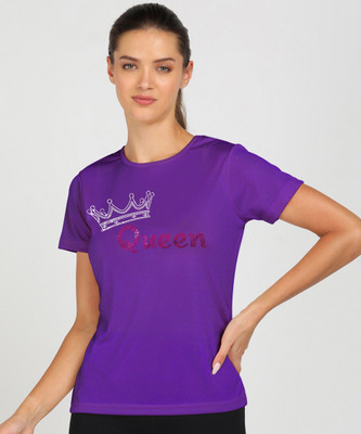 SHASHVI Typography Women Round Neck Purple T-Shirt