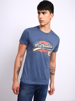 LEE Printed Men Round Neck Blue T-Shirt