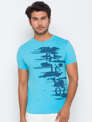 BEING HUMAN Solid Men Crew Neck Blue T-Shirt