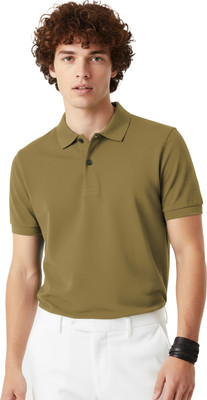 Leotude Solid Men Polo Neck Green T-Shirt