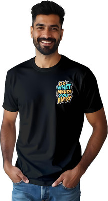 SUNBIRD Printed Men Round Neck Black T-Shirt