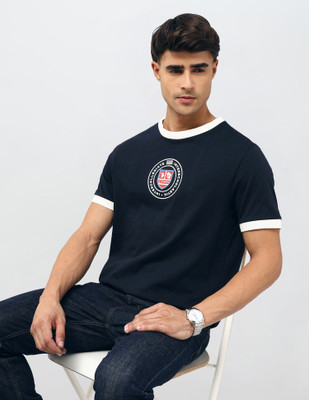 U.S. Polo Assn. Denim Co. Printed Men Crew Neck Blue T-Shirt